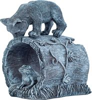 JOUEUSE CHASING KITTY ET FROG DOWNSPOUT GUTTER EXTENSION, DOWNSPOUT SPLASH BLOCK, DOWNSPOUT DIVERTER GARDEN STATUE