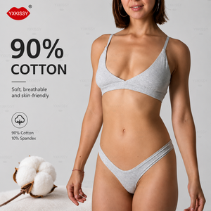 Ensemble de <span class=keywords><strong>soutien</strong></span>-<span class=keywords><strong>gorge</strong></span> sexy en <span class=keywords><strong>coton</strong></span> pour femmes, sans armatures, respirant, sans coussinets - Product Image 1