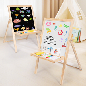 Regalo Perfecto para Niños, <span class=keywords><strong>Caballete</strong></span> de Arte de Doble Cara para Niños de 4 a 8 Años, <span class=keywords><strong>Caballete</strong></span> de Madera con <span class=keywords><strong>Pizarra</strong></span> Magnética y de Tiza - Product Image 1