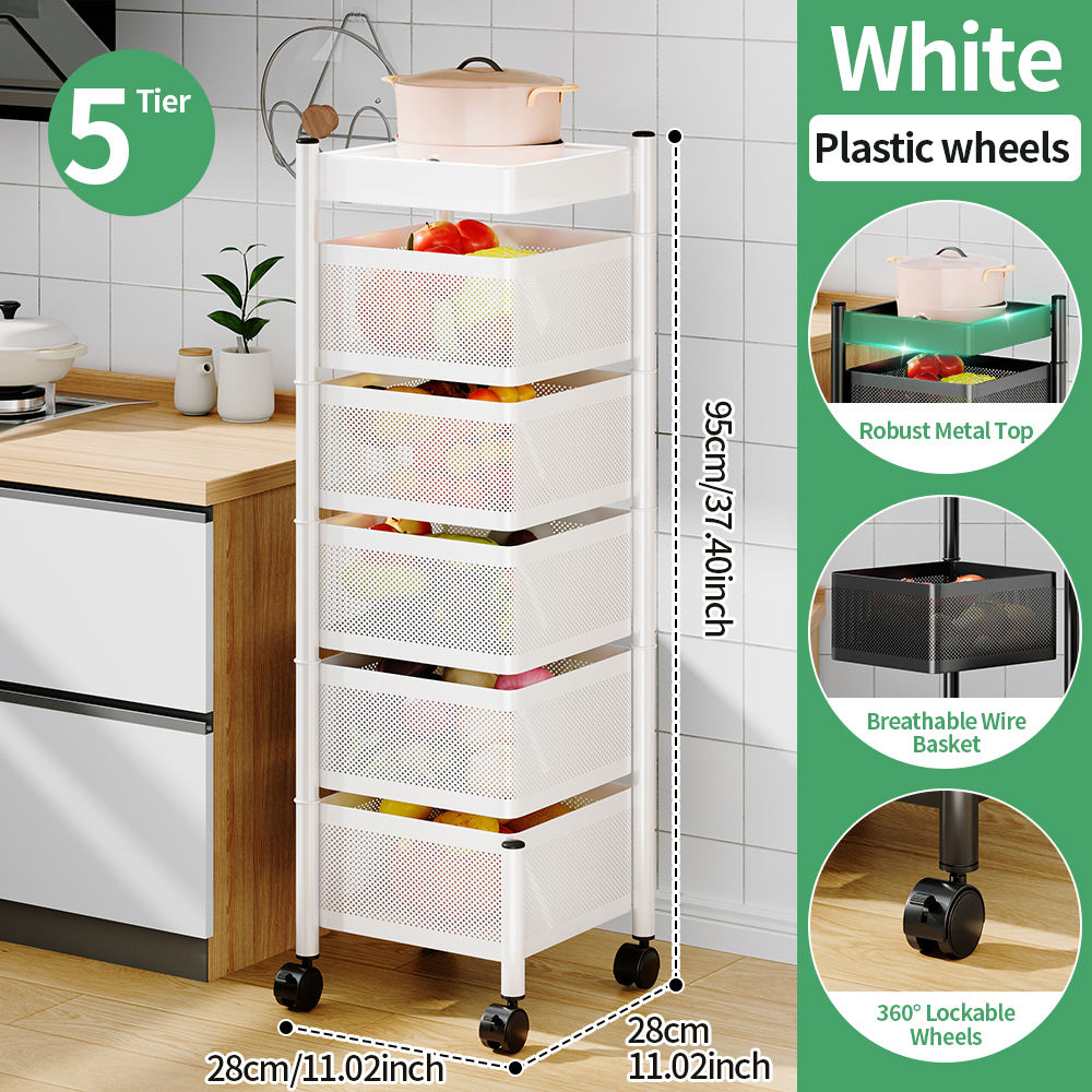 Panier carré blanc à 5 niveaux