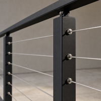 Système de garde-corps en câble d'acier inoxydable noir pour terrasse, balcon, porche, escalier, balustrade moderne facile à installer