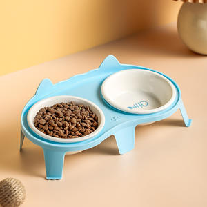 Platos Dobles Elevados con Boca Inclinada para Proteger las Vértebras Cervicales, con Diseño de Huella de Pata de Pez, para Comida y Agua, Venta al por Mayor - Product Image 6