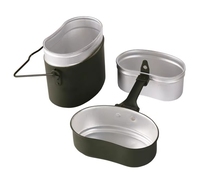 Ensemble de boîtes à lunch allemandes de style militaire Pot en trois pièces en aluminium Design de camping pour l'entraînement Stockage des aliments 1,7 L
