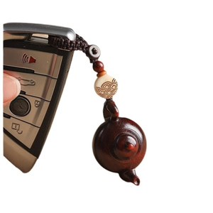 <span class=keywords><strong>Llavero</strong></span> de tetera pequeña de madera vintage, colgante de la suerte de artesanía oriental con cuentas para decoración de mochila, venta al por mayor - Product Image 5