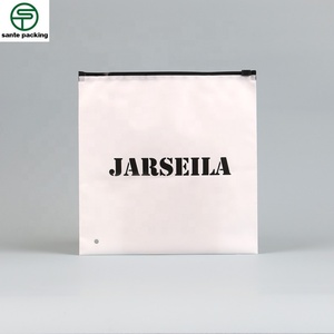 Custom Matte Blue Frosted Recyclable Plastic Zipper Bags for Hoodies T-Shirts Fur Packaging with Custom Logo - Product Image 4