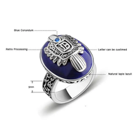 Bague The Vampire Diaries en argent sterling 925 véritable, bague Damon Salvatore pour homme avec pierre naturelle lapis-lazuli, bijoux personnalisés