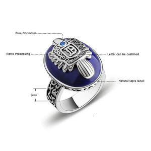 Anelli <span class=keywords><strong>The</strong></span> Vampire Diaries in Argento Sterling 925 Autentico, Anello di Damon Salvatore per Uomo con Lapislazzuli Naturale, Gioielli Personalizzati - Product Image 4