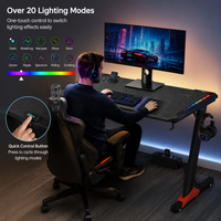 Bureau de jeu ergonomique AOR, conçu pour les compétitions e-sportives, avec effets d'éclairage RVB, prend en charge la désconnexion du bureau, emballage inclus