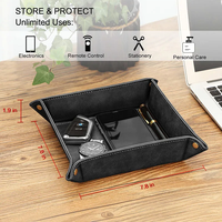 Bandeja organizadora de mesita de noche de PU para hombre, bandeja para relojes, carteras, teléfonos móviles, llaves, oficina, tocador de viaje, cuero individual