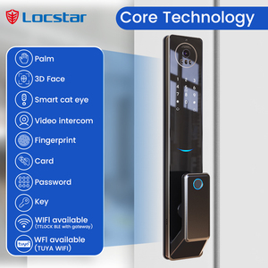 Technologie de traitement CNC Locstar Écran large de 4,5 pouces Vidéo-interphone 3D avec caméra et empreinte digitale Serrure de porte intelligente <span class=keywords><strong>WIFI</strong></span> - Product Image 2