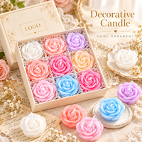 Nouveau Coffret de 9 Bougies Artisanales Parfumées à la Fleur de Soja, Forme Pivoine et Rose, Idéal pour Cadeau de Mariage et Faveur de Fête