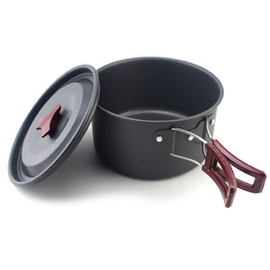Ustensiles de cuisine portables pour le camping en plein air, casserole en alliage d'aluminium anodisé avec couvercle pour la randonnée et le trekking - Product Image 1