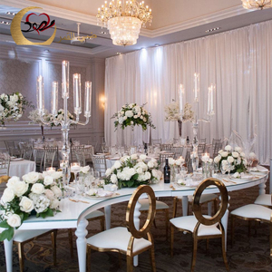 Fiesta Diseño Blanco Hierro Metal Restaurante Venta al por mayor Media Luna Mesa - Product Image 2