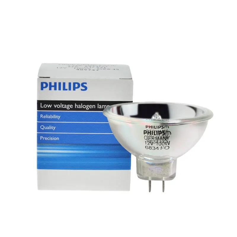 Philips ถ้วยหลอดไฟพิเศษ12V 100W 6834FO หลอดฮาโลเจนแหล่งกำเนิดแสงพิเศษสำหรับอุปกรณ์การแพทย์