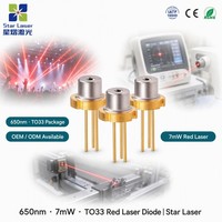 Diodo Láser Rojo UOC U-LD-650772C de 650nm y 7mW, TO-33 de 3.3mm, Diodo Láser Visible con Monitor PD