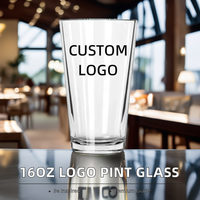 Verres à bière en verre à pinte de sublimation de 16oz avec logo personnalisé en gros pour artisanat verres à pinte à bière personnalisables