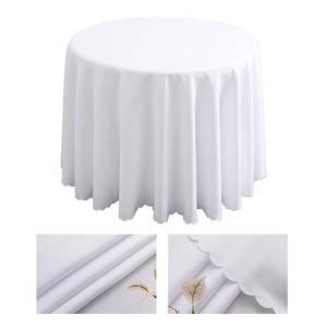 Bán buôn vòng khăn trải bàn có thể giặt polyester trắng bảng vải cho tiệc cưới tiệc sự kiện trang trí - Product Image 1