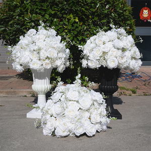 Customizable Wedding Artificial <b>Flower</b> Ball Handmade Silk white Rose Floral Ball Wedding Table Centerpiece Decor - Product Image 1