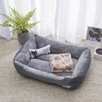 Weiches reversibles Rechteck-Haustier bett-Hundepfoten-Druck design, bequeme Schlaf matte für Haustiere