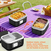 Boîte à lunch chauffante intelligente contrôlée par application, 100W, rechargeable, sans eau, chauffe-aliments électrique pour le bureau, l'école, l'extérieur, la voiture