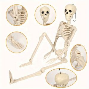 Decoración de Halloween: Esqueleto Colgante de Plástico de 16 Pulgadas con Cuerpo Articulado y Calavera Completa para Casa Embrujada o Cementerio - Product Image 3