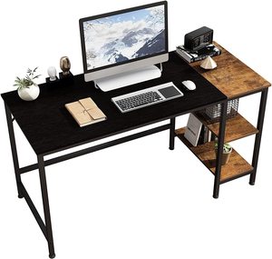 Bureau d'ordinateur industriel avec 2 étagères <span class=keywords><strong>de</strong></span> rangement, bureau d'écriture rustique, poste <span class=keywords><strong>de</strong></span> travail <span class=keywords><strong>pour</strong></span> la maison, le bureau, la chambre à coucher, <span class=keywords><strong>l</strong></span>'étude - Product Image 1