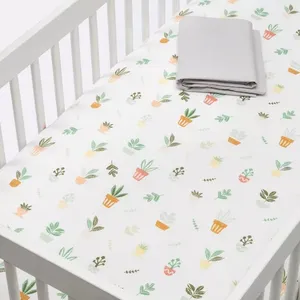 Lenzuola per lettino per bambini stampate con animali in cotone 100% per biancheria da letto per bambini lenzuolo per culla biologico