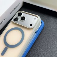 Casing ponsel akrilik magnetik warna blok dengan sentuhan lembut seperti kulit untuk iPhone 17 Pro Max 16 15, Tahan Jatuh dengan Cakupan Penuh dan Desain Minimalis