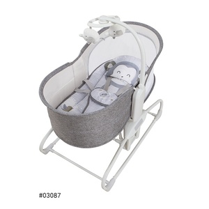 Lit à bascule pour bébé, vibration électrique apaisante, lit pour nouveau-né multifonction à 360 degrés en métal - Product Image 1