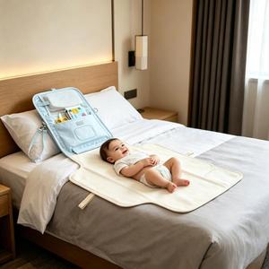 Housse de matelas à langer pour bébé en <span class=keywords><strong>coton</strong></span> polyester personnalisée, pliable, portable, sac à couches, tapis multifonctionnel, réutilisable, imperméable - Product Image 5