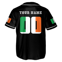 Baseball-Trikot mit irischer Tricolor-Akzentuation und keltischem Emblem-Grafikdesign, OEM POD, individueller Teamname und -nummer, Herren-Oberteil