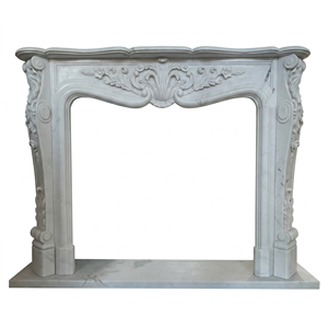 Cheminée en marbre personnalisée, moderne, sculptée à la main, luxueuse, en marbre blanc beige, avec manteau de cheminée en marbre - Product Image 2