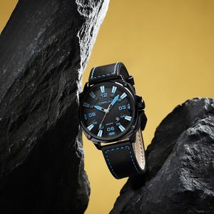 Reloj Deportivo de Moda para Hombre al por Mayor, Reloj de Cuarzo Clásico con Correa de Cuero, Esfera Grande de 43 mm, Números Arábigos, Reloj para Estudiantes - Product Image 4