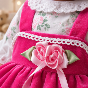 Muñeca Reborn Afroamericana de Vinilo de 18 Pulgadas con Orejas de Conejo, Vestido Rosa y Cabello Rizado Negro para Juego de Imitación - Product Image 5
