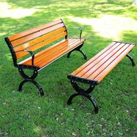 Banc d'extérieur moderne en acier et bois massif pour parc, jardin et patio, avec assise longue en métal