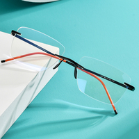Gafas Borregls con Montura de Titanio sin Aro para Hombre, Diseño de Marca Nuevo 2025, Gafas Cuadradas Ultraligeras para Mujer, Lentes Ópticas 18557