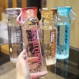 Aangepaste 500Ml Creatieve Kristallen Waterfles Draagbare Kleurrijke Buiten Drinkglas Stromend Water