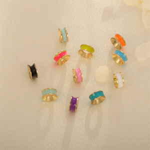 Nouvelles perles en émail de cuivre à effet goutte d'huile, rondes, à grand trou, en forme de baril, pour la fabrication de bijoux DIY (bracelets, colliers) - Product Image 1