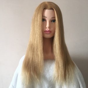 Venta caliente 18 "Cabeza de entrenamiento de Maniquí de salón de <span class=keywords><strong>pelo</strong></span> <span class=keywords><strong>largo</strong></span> peluquería 100% cabeza de Maniquí de <span class=keywords><strong>muñeca</strong></span> de <span class=keywords><strong>pelo</strong></span> humano Real con soporte - Product Image 6