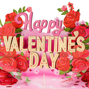 Tarjeta de San Valentín 3D con rosas rojas, tarjeta de felicitación de papel para regalo de amor - Product Image 4