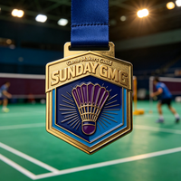 Médaille en alliage de zinc rotative 3D personnalisée en usine avec logo émaillé pour le badminton, le tennis de table et les sports – Médaille métallique rotative