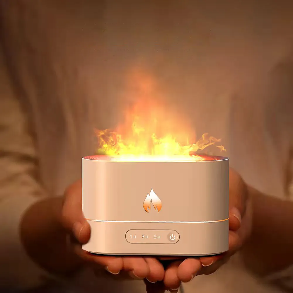 Duplet – Mini lampe à eau blanche à bruit silencieux 3 couleurs humidificateur diffuseur d'aromathérapie avec flamme 3D