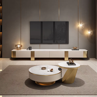 Table basse ronde en bois doré avec peinture au four pour meubles de salon Table basse moderne minimaliste blanche brillante