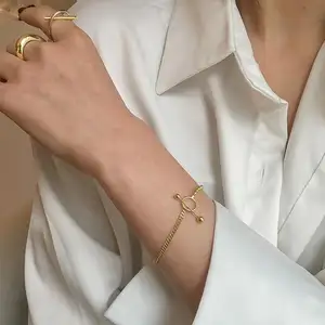 De gros bracelet pour couple coréenne style-Diezi — bracelets en chaîne simple pour femme, bijou de style coréen, avec boucle ot géométrique, cadeaux pour la saint-valentin, amitié, simple