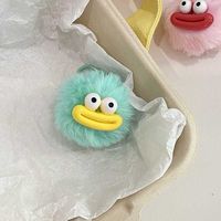 Clown drôle gros oeil saucisse bouche boule de poils moelleux Pom boule de fourrure Pom poms porte-clés peluches jouets en peluche poupée moche bouffée boule porte-clés