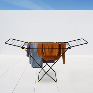 Single Tier Gull Wing Clothes Drying Rack Folding Metal Towel Rack Floor Standing Laundry Rack for Indoor Outdoor - Product Image 4