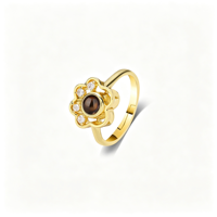Bague de projection photo cachée « Je t'aime » en 100 langues, motif patte et cœur, or ouvert, réglable, cadeau pour les amoureux des chiens