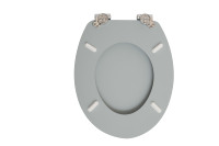 Abattant de toilettes gris en MDF de 18 pouces, design traditionnel, fermeture douce, surface peinte, garantie 1 an, plaque tampon
