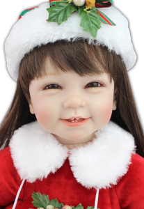 NPK 55cm Cadeaux de Noël et d'anniversaire Jouets pour enfants Poupée rouge <span class=keywords><strong>Robe</strong></span> réaliste Poupée fille Reborn Sourire Poupée Reborn - Product Image 2