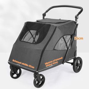 मध्यम/बड़े कुत्तों के लिए एक बटन फोल्डिंग चार पहिया पर्यावरण के अनुकूल कुत्ते चलने वाली गाड़ी ऑक्सफोर्ड एब्स सामग्री पालतू ट्रोल - Product Image 4